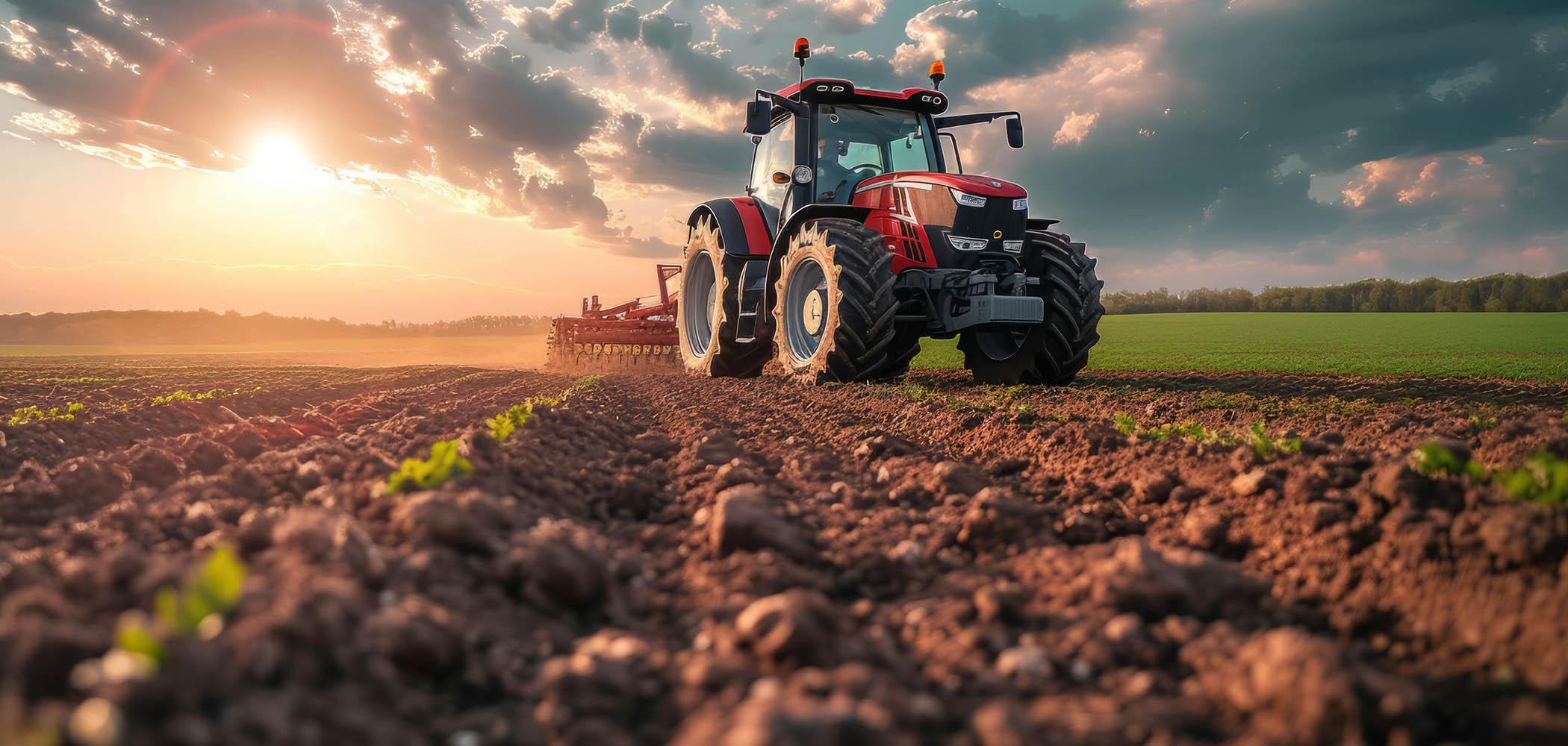 Traktor auf einem Feld Agrar 
